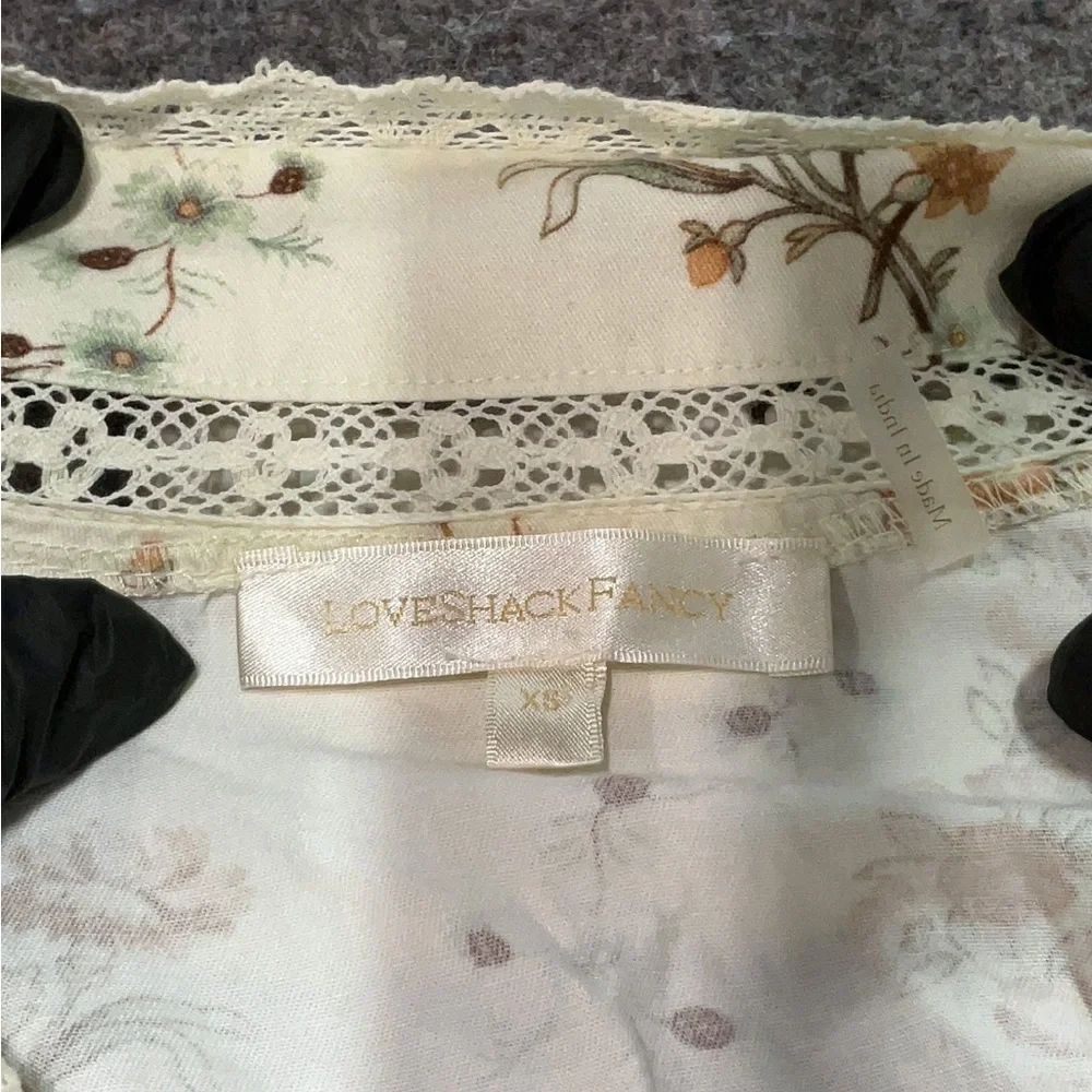 LoveShackFancy Cream Shoulder Puff Floral Blouse - Picture 5 of 6